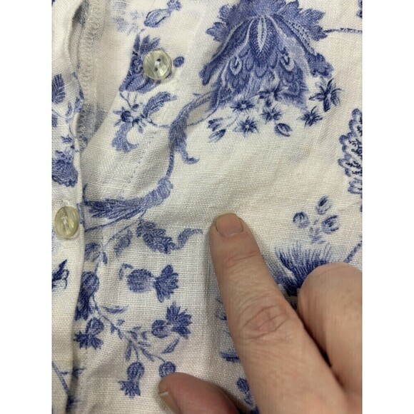 Aegean Linen Jacket Top White Blue Floral Small Breathable - Picture 7 of 9